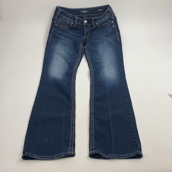 Silver Jeans Suki Mid Slim Boot Dark wash Size 28 Super Stretch Bootcut Midrise - Picture 2 of 14